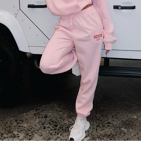 White Fox Boutique Pants - White Fox Boutique Baby Pink Fleece Joggers